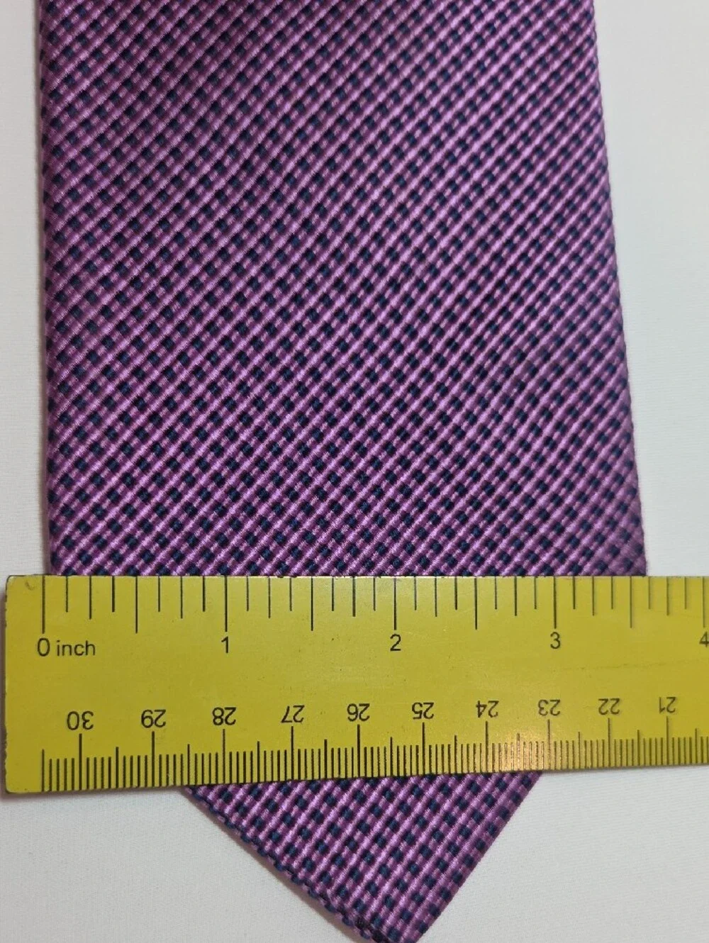 Faconnable Men's Jacquard Purple Micro-Check 100% Silk Tie XL 3.55x63